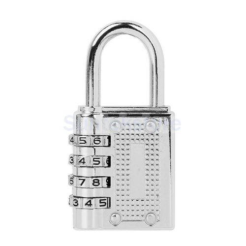 Silver 4 Dial Combination Code Padlock Locker Door Toolbox Suitcase Bag Lock