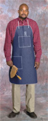 1348p1 - commercial navy blue denim apron - 28&#034; x 36&#034;, 1 big pocket for sale