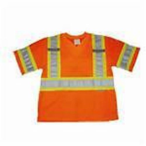 Degil Safety 7815435 Day Time Short Sleeve Cool Mesh Orange 2&#034; Grey Stripe LG