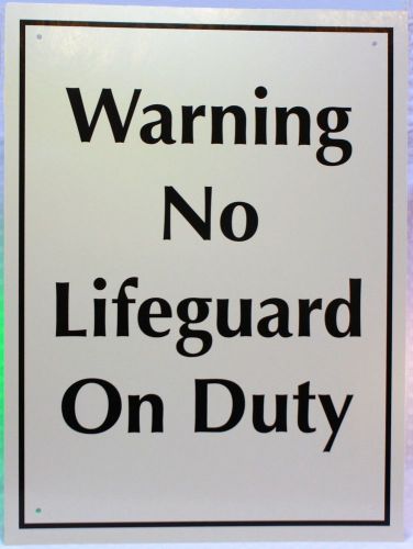 WARNING No Lifeguard on Duty Sign Pool Safety Hotel Motel Property 18X26 Large