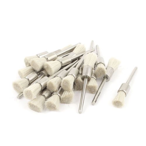 22 Pieces 1/8&#034; Shank White Bristle Pen Brush Polishing Buffing Polisher Tool
