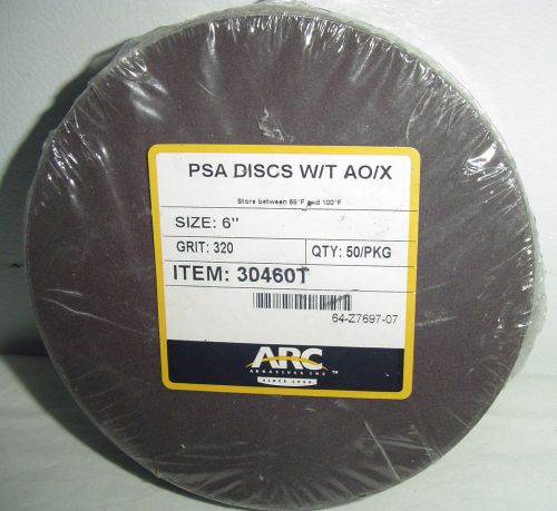 New~ARC Abrasives 30460T-8 Aluminum Oxide PSA Discs w/Tabs 320-Grit 6-In 50-Pack