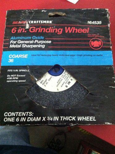 6 x 3/4 x1/2 GRINDING WHEEL ALUMINUM OXIDE GRIT 36, for use on bench grinder.