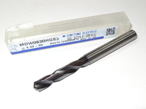 New sumitomo 8.30mm 3xd solid carbide oil coolant-thru stub length gs-drill pvd for sale