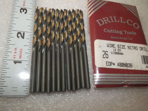12 ea wire size 26 0.1470&#034; Drill Bits   Drillco  EDP 480N026 USA  (Loc22)