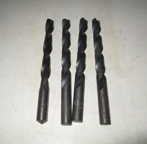 4  New Morse Size  15/32  HSS Jobber Length  Drill Bits  #1330 - Made in USA