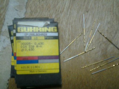 GUHRING MICRO DRILL .63mm .02480 TIN COATED  10 PIECES NUMBER TWIST DRILL