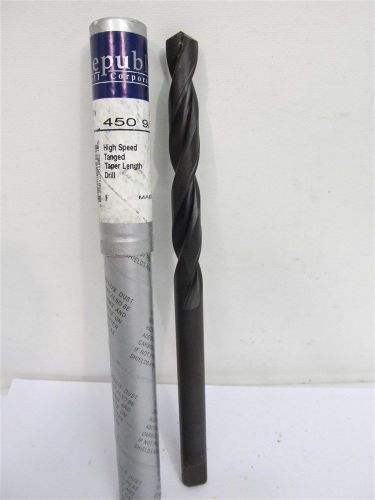 Republic drill 450-9/16, 9/16&#034;, hss, tanged taper length drill bit for sale
