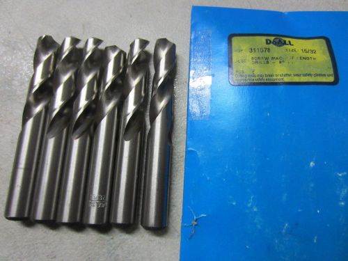 5 pcs greenfield 15/32&#034; bright finish screw machine stub length twist drill bits for sale
