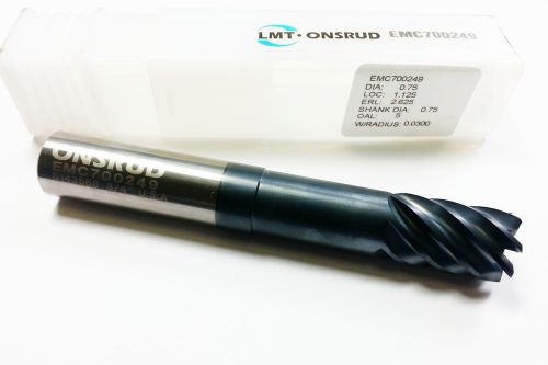 3/4&#034; Onsrud Solid Carbide 7 Flute ALTIN .030CR w Extended Neck End Mill (N 475)