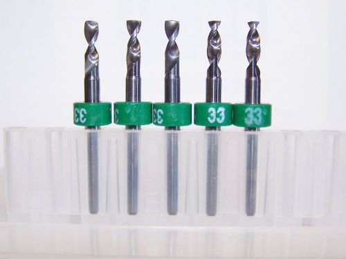 (5) new #33 (.1130&#034;) printed circuit board drills (pcb) for sale