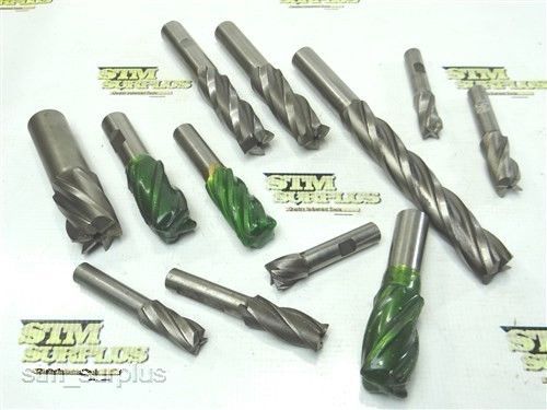 NICE LOT OF 12 HSS STRAIGHT SHANK SINGLE END MILLS 3/4&#034; TO 1-1/4&#034; PUTNAM