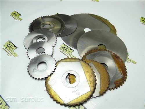 NICE LOT OF 10 HSS SLITTING &amp; SLOTTING BLADES 3&#034; TO 7-3/4&#034; WITH 1&#034; BORE P&amp;W