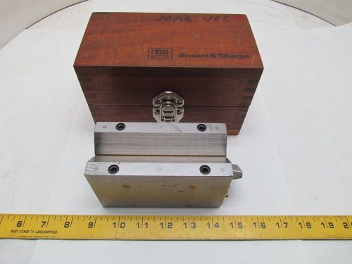 Brown &amp; sharpe magnetic v-block 5 1/4&#034;x2 1/2&#034;x3 1/4&#034; w/ wooden box for sale