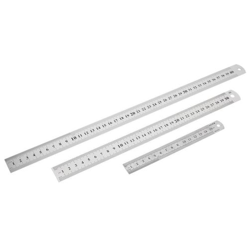 3 in 1 15cm 30cm 40cm double side students metric straight ruler silver tone for sale