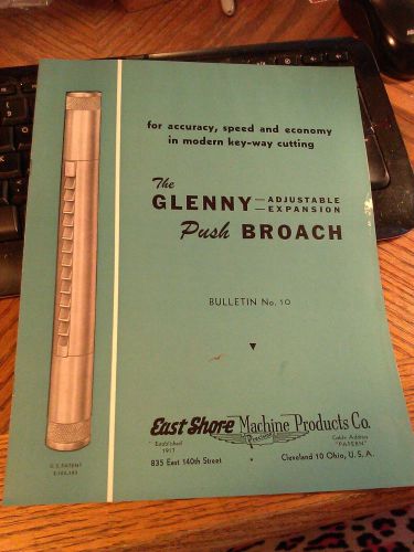 1940s EAST SHORE MACHINE PRODUCTS SALES SHEET  PUSH BROACH  METAL CUTTING