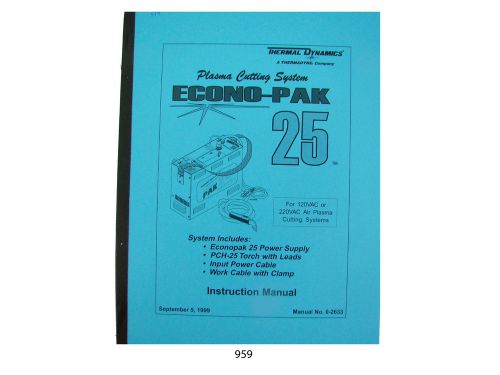 Thermal Dynamics EconoPak 25 Plasma Cutter  Instruction Manual *959