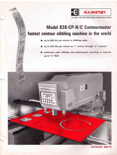 W.A. Whitney 838-CP-N/C Contourmaster Catalog