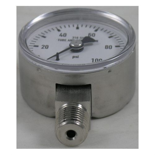 Wika t131.11 pressure gauge, 0-100 psi, 2&#034; dial w/ 1/4&#034; npt bottom mount, dry for sale