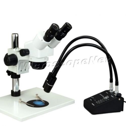 Omax zoom 10-80x binocular stereo microscope+table stand+6w dual head led light for sale