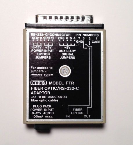 Group3 Model# FTR - Fiber Optic / RS-232-C Adapter