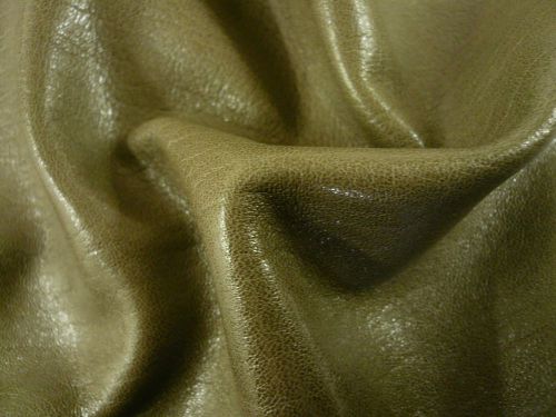 Italian LAMBSKIN Leather skin Hide Top Quality Glossy Grainy Olive - 10&#034;x10&#034;