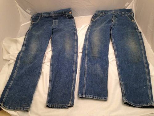 Vtg Jeans Denim Carpenter Farmer overalls  Dickies 2 lot  31l 30l  Worn 32 W bib