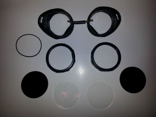 Vintage steampunk safety welding goggles clear &amp; dark lenses no straps for sale