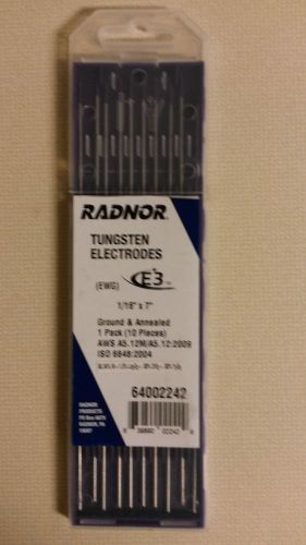 RADNOR TUNGSTEN ELECTRODES (EWG) E3, 1/16&#034; x 7&#034;