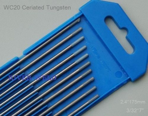 2% CERIATED WC20 Grey TIG Welding Tungsten Electrode  3/32&#034;x7&#034; (2.4mmx175m),10PK