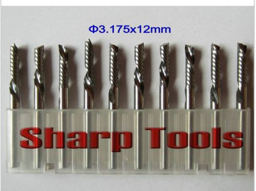 10pcs down cut single flute sprial left-handed cnc router bits 3.175mm 12mm for sale