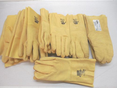 8 Pair North Grip Task Wrinkle Rubber Yellow Gloves Gauntlet  T65FWG  Size 11XXL