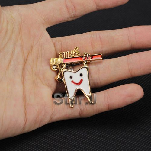 3pcs Dental Lab Clinic Gift Metal Tooth Type Molar Brooch Dentist HYGIENIST PIN