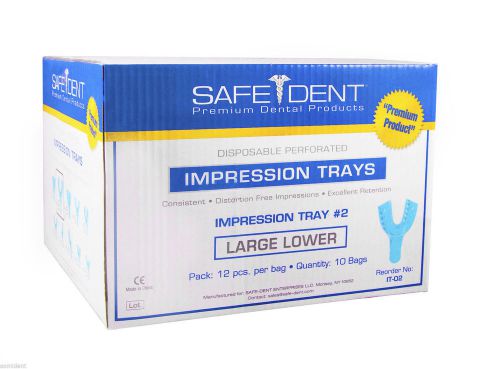 Safedent plastic disposable impression tray # 2 large lower / 2 bag of 12 pcs for sale