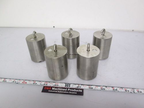 Lot of 5 1 kg Weights for Scale Calibration 2&#034; x 2 5/8&#034; Height w/ Hook