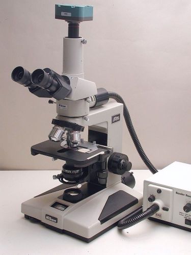 Nikon Optiphot Metallurgical Microscope w/ 5MP USB Camera &amp; Fiber Optic Light
