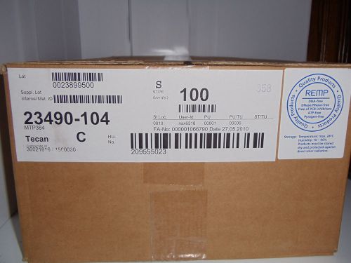 Sealed case of 100 new tecan remp 23490-104 mtp 384 well plates 23490-104 for sale