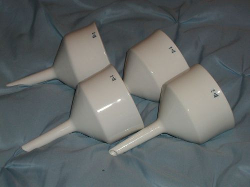4 Coors Porcelain Filter Funnel. lab glass filtration 4&#034; Diameter 6 1/2&#034; long