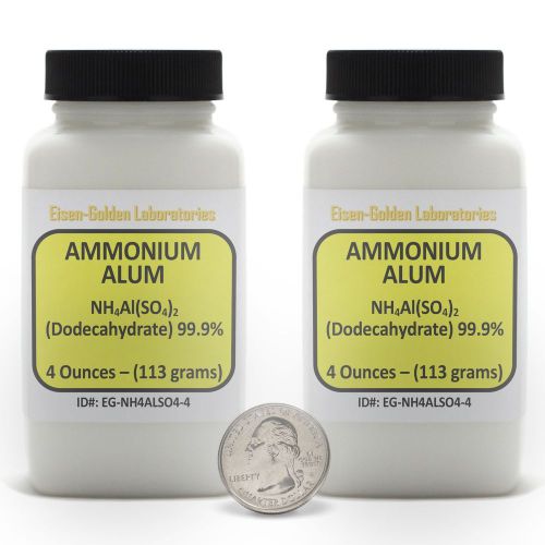Ammonium Alum [(NH4)Al(SO4)2] 99.9% ACS Grade Powder 8 Oz in Two Bottles USA