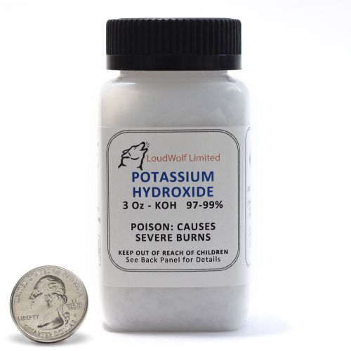 Potassium hydroxide  fcc cert. ultra-pure (99%) flake  3 oz ships fast from usa for sale