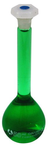 50ml volumetric glass flask with shatterproof plastic stopper for sale
