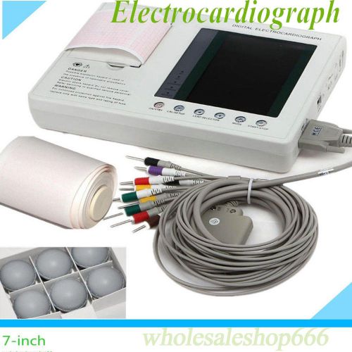 12-lead digital 3-channel electrocardiograph ecg/ekg machine with interpretation for sale