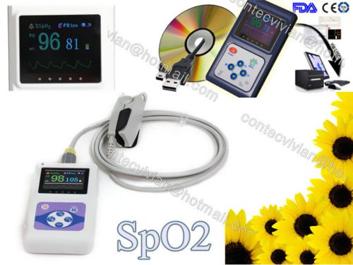 FDA CE Handheld Fingertip Pulse Oximeter +SpO2 Probe, Blood Oxygen Pulse Monitor