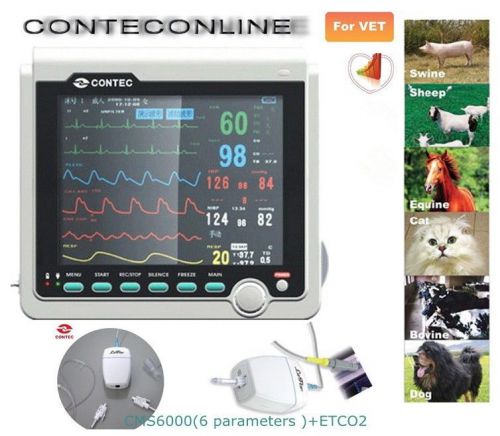 Vet Veterinary ICU CCU Patient Monitor ECG,NIBP,SPO2,TEMP,RESP, Etco2