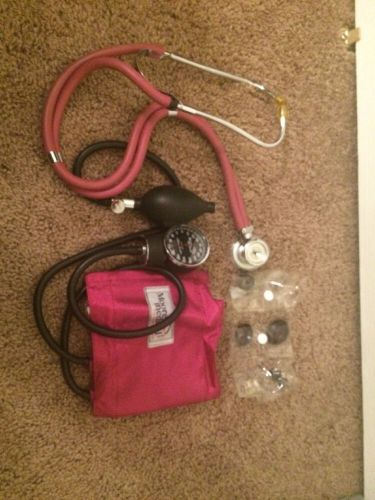 ADC Stethoscope and Bllood Pressure Cuff Moore Medical Pink With Carry Pouch