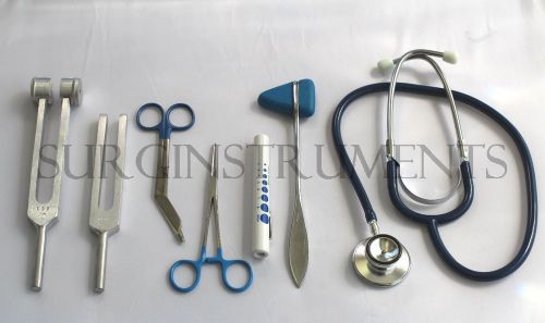 7 Piece BLUE Medical Kit - Diagnostic EMT Nursing Surgical EMS Student Paramedic