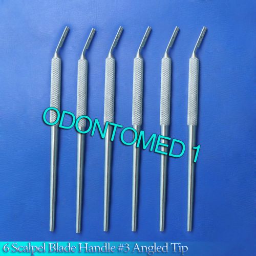 6 O.R Grade RoundScalpel Blade Handle #3 Angled Tip Dental Instruments
