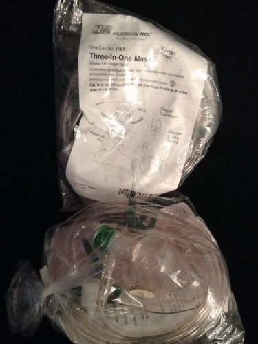 Lot of 2 new hudson rci adult 3 in 1 mask w/7 foot oxygen tubing ref 1061 for sale