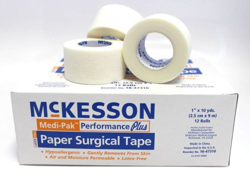 10 BOX McKESSON PAPER SURGICAL TAPE 1&#034; x 10 YDS MEDICAL LATEX FREE 120ROLLS