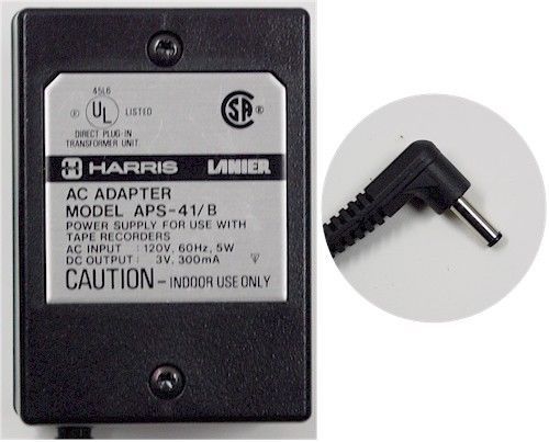 Harris Lanier Dictation AC Adapter 3V, 300mA APS-41/B